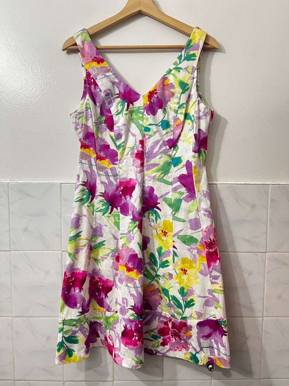 Chaps Floral Watercolor Sleeveless Dress 4 Petite Cottage Fairy Party Feminine